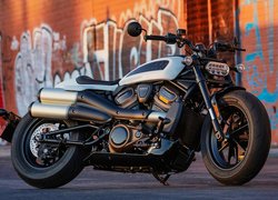 Motocykl, Harley-Davidson Sportster S, Ulica, Mur, Graffiti