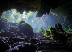 Schody, Skały, Jaskinia, Hermans Cave, Park Narodowy Blue Hole, Dystrykt Cayo, Belize, Ameryka Środkowa