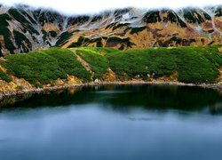 Góry Hida, Góra Mount Tate, Wzgórza, Jezioro Mikuri, Park Narodowy Chubu-Sangaku, Tateyama, Japonia