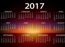 Kalendarz, 2017, Zachód Słońca