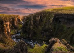 Góry, Kanion Fjadrargljufur, Skały, Rzeka Fjadra, Islandia