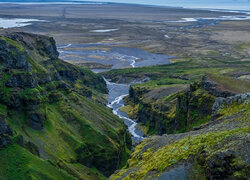 Kanion Mulagljufur, Wodospady, Góry, Skały, Islandia