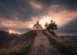 Wzgórze, Kościół, Drzewa, Kaplica Wniebowstąpienia Pańskiego, Ascension of the Lord, Góry Rodopy, Bułgaria
