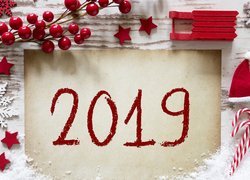 Nowy Rok, 2019, Ozdoby, Kartka