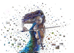 Kobieta grająca na skrzypcach w grafice