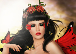 Kobieta i motyle w grafice fantasy