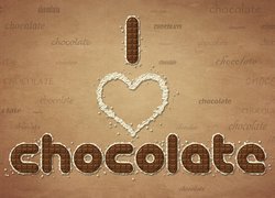 Grafika, Serce, Napis, I Love Chocolate