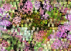 Kolorowe kwiaty i prostokąty w grafice