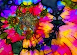 Kolorowy kwiat w grafice fractalius