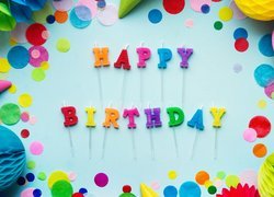 Urodziny, Świeczki, Napis, Happy Birthday, Akcesoria