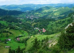 Domy, Góry Bucegi, Góry Piatra Craiului, Drzewa, Dolina, Transylwania, Rumunia