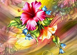 Kwiaty hibiskusa w grafice