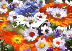 Kwiaty kolorowe w grafice fractalius