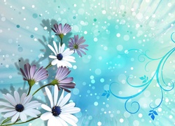 Kwiaty z niebieskim wzorem w grafice 2D
