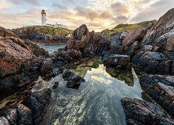 Skały, Morze, Latarnia morska, Fanad Lighthouse, Hrabstwo Donegal, Irlandia