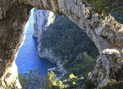 Skały, Łuk skalny Arco Naturale, Morze, Capri, Włochy