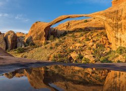Skały, Łuk skalny, Landscape Arch, Park Narodowy Arches, Utah, Stany Zjednoczone