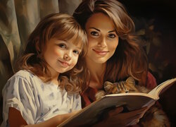 Mama z córeczką i książką