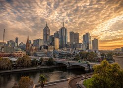 Most, Rzeka Yarra, Drzewa, Wieżowce, Miasto, Melbourne, Australia