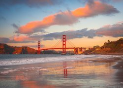 Stany Zjednoczone, Kalifornia, San Francisco, Skały, Most, Golden Gate Bridge, Cieśnina Golden Gate, Chmury