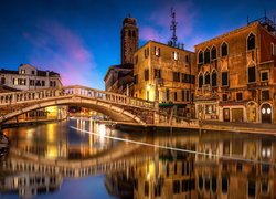 Włochy, Wenecja, Most Rzeka, Kanał, Domy