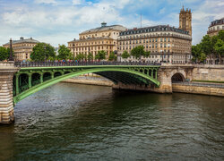 Francja, Paryż, Domy, Rzeka Sekwana, Most Notre-Dame