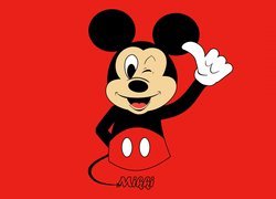 Myszka Miki na czerwonym tle