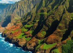 Góry, Morze, Napali Coast, Na Pali Coast State Park, Hawaje, Stany Zjednoczone