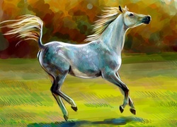 Obraz konia w akwareli