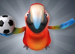 Papuga z piłką nożną w grafice 3D