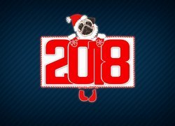 Pies świętujący nowy 2018 rok