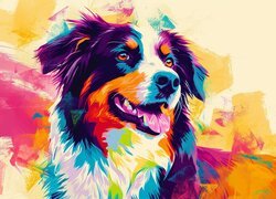 Pies w kolorowej grafice