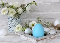Wielkanoc, Jajka, Kwiaty, Eustoma