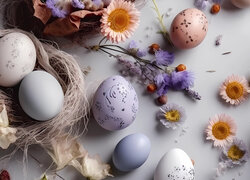 Jajka, Pisanki, Kwiaty, Wielkanoc