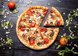 Pokrojona, Pizza, Pepperoni, Warzywa