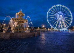 Place de la Concorde, Plac Zgody, Fontaine des Mers, Fontanna Mórz, Koło, Widokowe, Paryż, Francja
