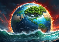 Planeta Ziemia na morzu w grafice fantasy