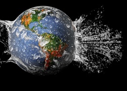Planeta Ziemia w rozpryskującej się wodzie
