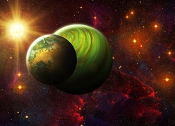 Planety i słońce w kosmosie w grafice 3D