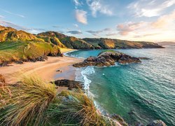 Morze, Plaża, The Murder Hole Beach, Wybrzeże, Donegal, Irlandia