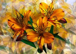 Kwiaty, Pomarańczowe, Alstremerie, Grafika