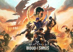 Postacie na plakacie do gry New World Blood of the Sands