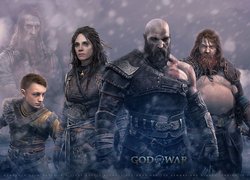 Postacie z gry God of War Ragnarok na plakacie