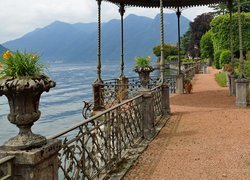 Włochy, Jezioro, Lago di Como, Promenada, Balustrada, Ogród