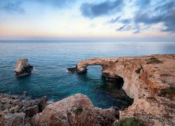 Cypr, Ajia Napa, Przylądek Cape Greco, Morze, Skały, Most skalny