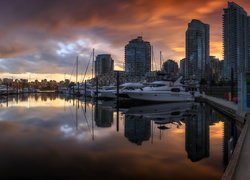 Przystań, Quayside Marina, Motorówki, Domy, Vancouver, Kanada