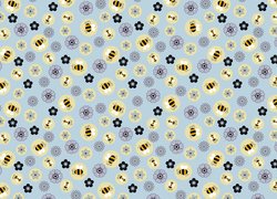 Pszczoły i kwiaty na teksturze