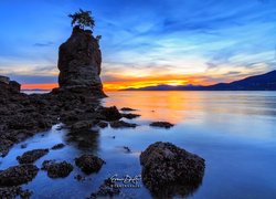 Morze, Skały, Wschód słońca, Stanley Park, Punkt obserwacyjny, Siwash Rock, Vancouver, Kanada
