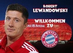 Robert Lewandowski - polski piłkarz reklamujący klub Bayern Monachium