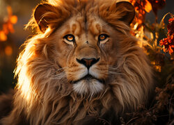Rozświetlona głowa lwa